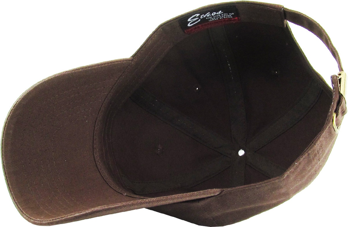 Brown Low Profile Baseball Caps Inside Turned Over View